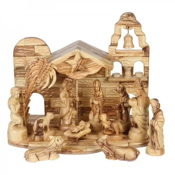 Musical Olive Wood Christmas Nativity Set With detailed Figures