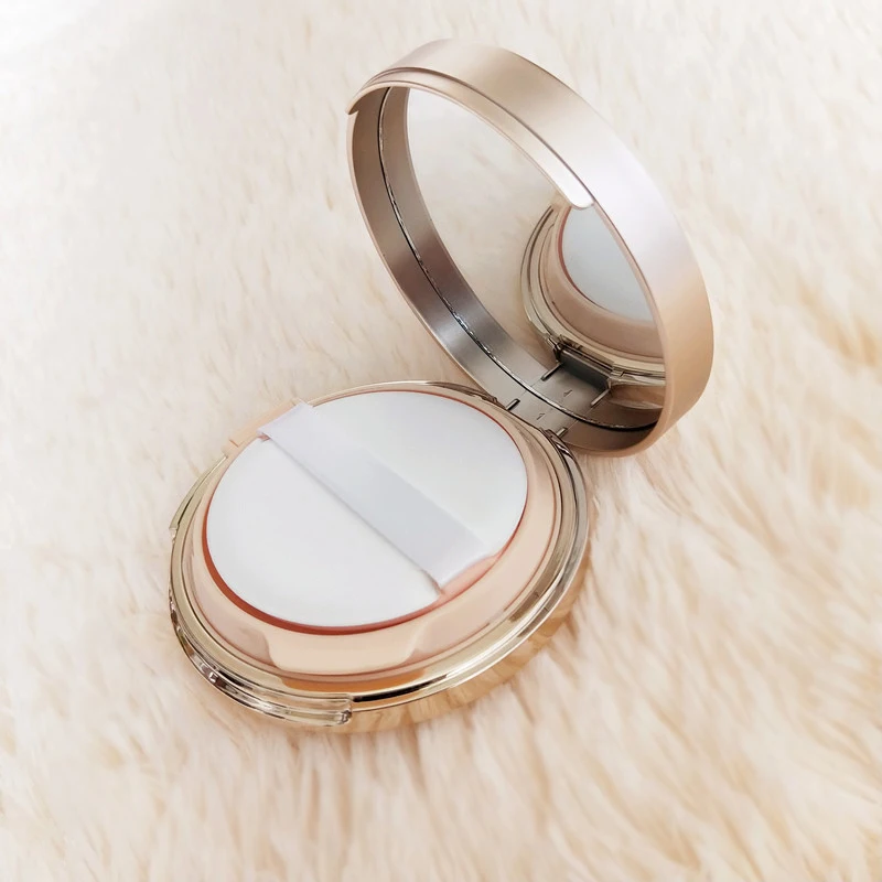 Double layers empty BB cushion makeup foundation container pressed powder compact air cushion case with puff