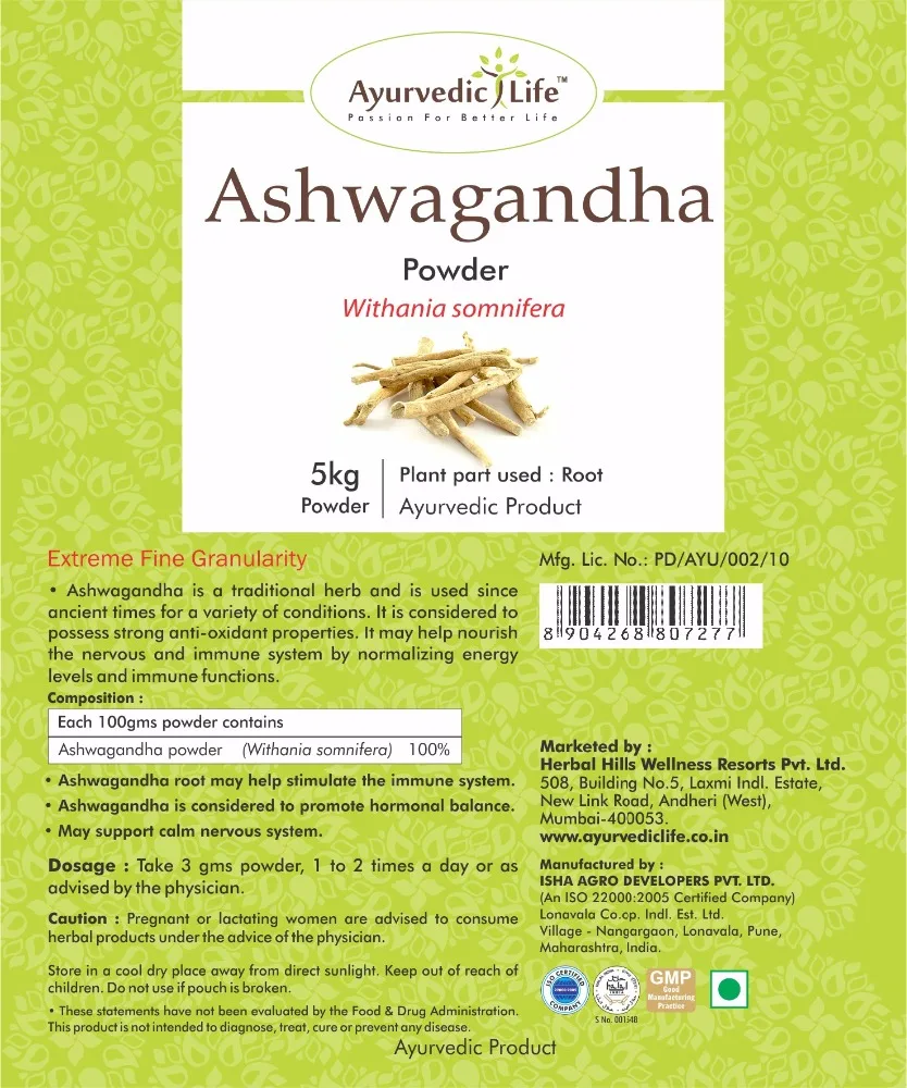 
Ayurvedic Life Ashwagandha Powder 100% Chemical Free - 5 kg Value pack- For Stress Relief, Rejuvenation and vitality 