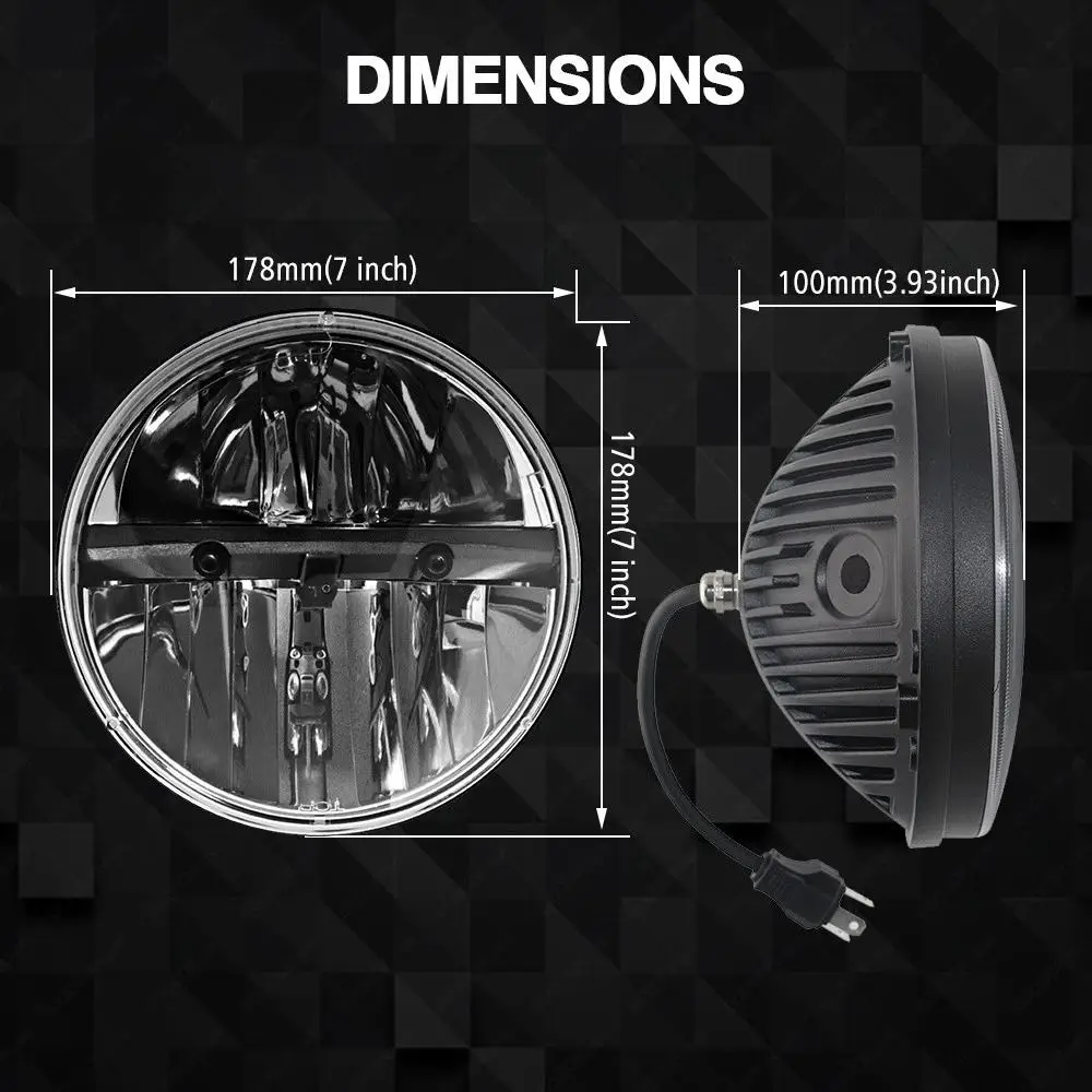 2 Years Warranty Durable Pmma Lens Auto Fog Lights Driving Beam  7 Inch Round Led Headlight