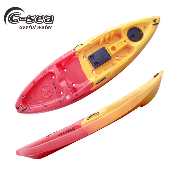 single plastic canoe kayak for fishing with fish finder and rod holder