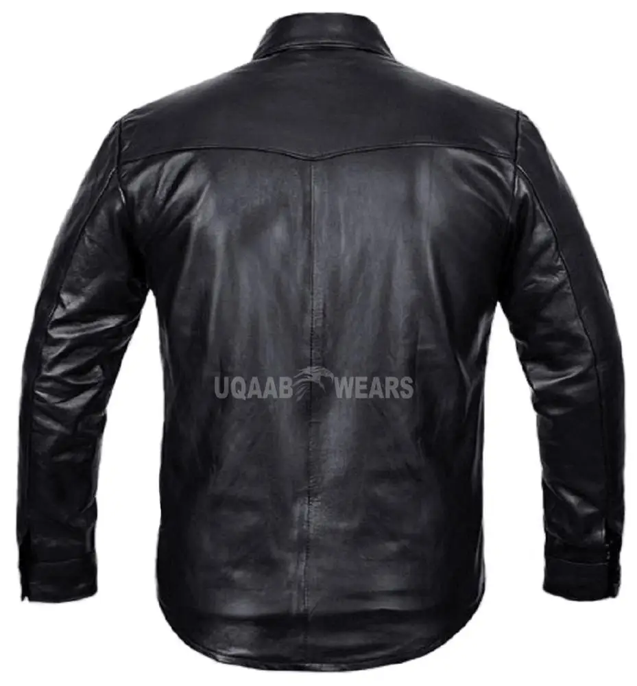 Men Leather Shirt Jacket  Military BLUFF GAY FULL SLEEVES LEATHER SHIRT FORMAL CASUAL Fashion LEATHER SHIRT OEM Wholesale