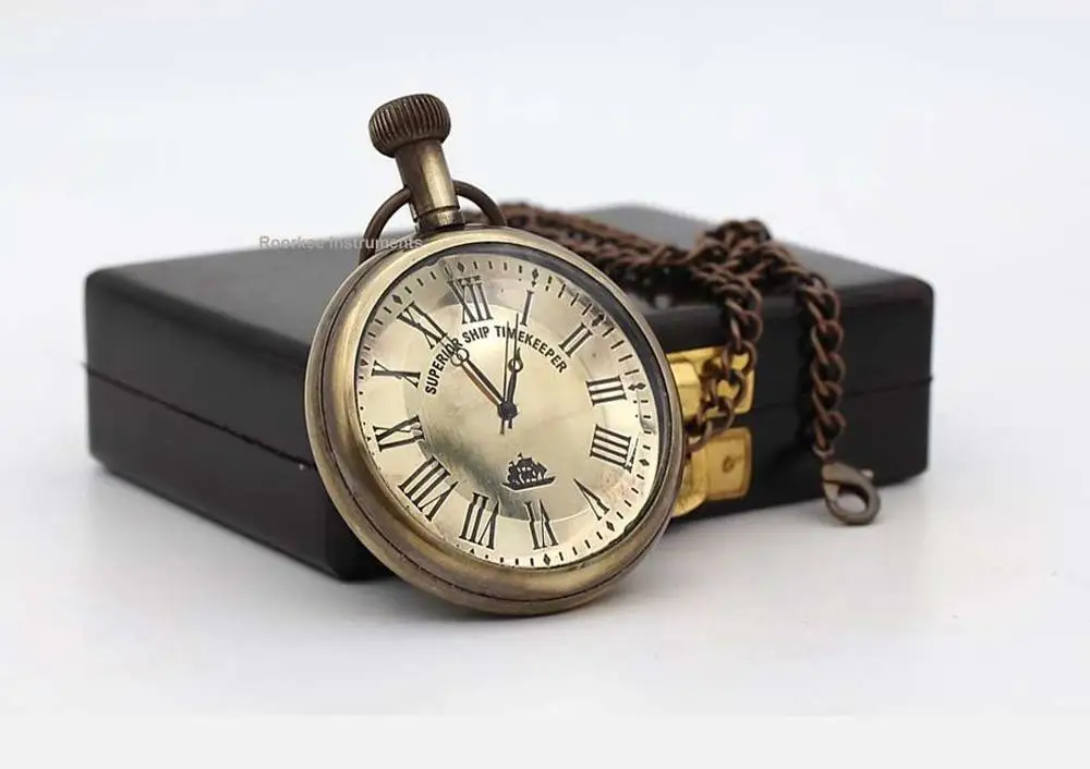 Personalized Pocket Watch with Presentation Box Vintage brass pocket watch movement quartz custom logo oem