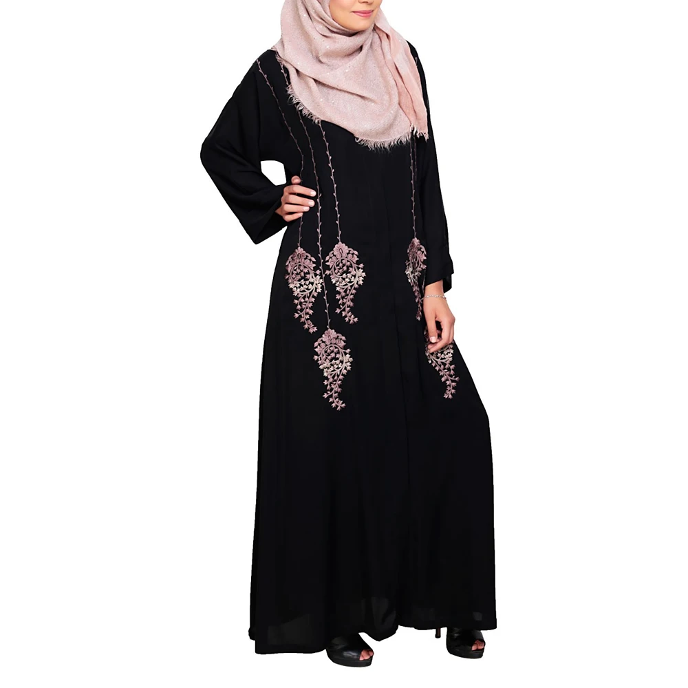 Womens Stitch Long Sleeve Turkey Muslim Abaya Dress