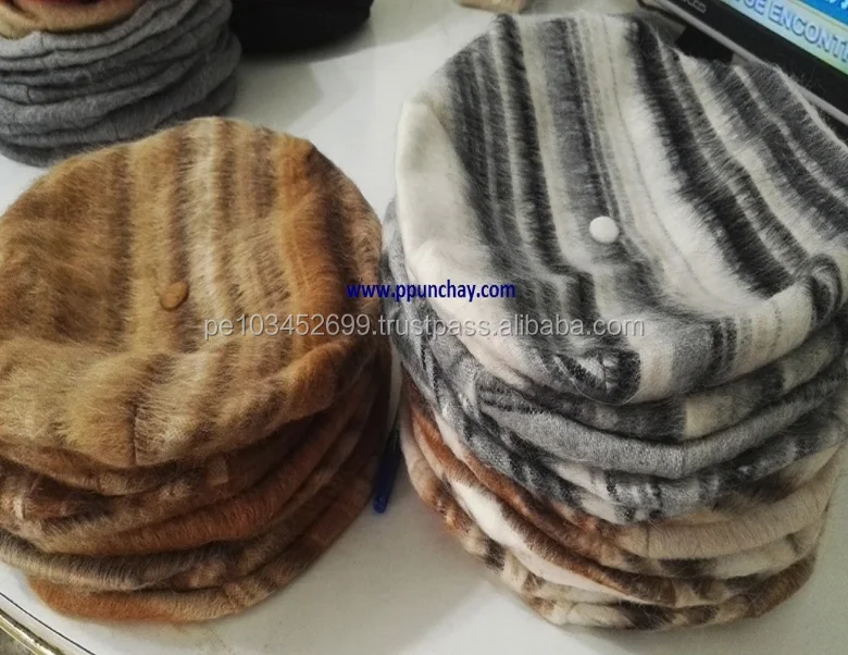 Alpaca Hat Beret Ppunchay Peru Unisex Stripe colors