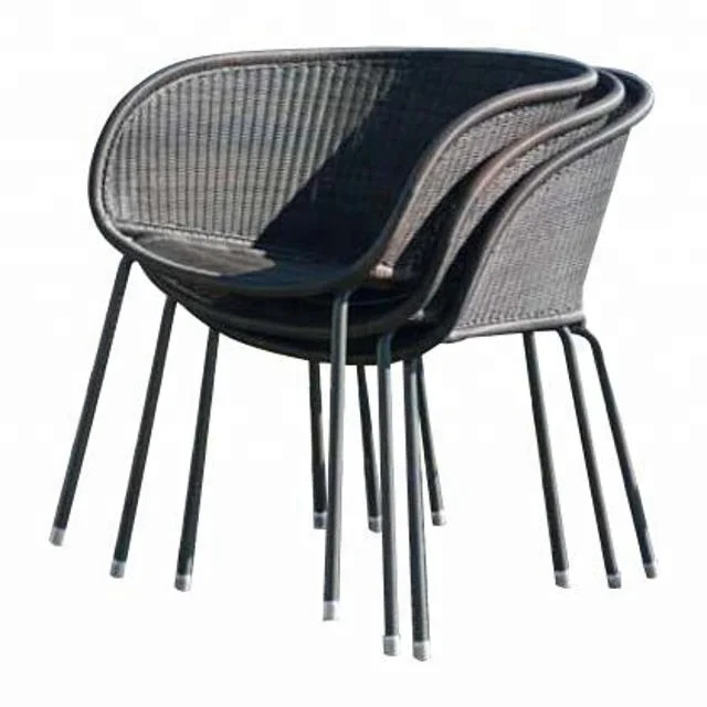stack chair PVC plastic wicker rope poly rattan synthetic sofa dining chair  set