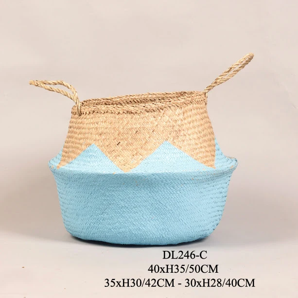 Vietnam Factory Audited Wholesale Smeta Certificate Good Sale Seagrass Storage Basket PC Material Beach Bag Shopping Kitchen Use