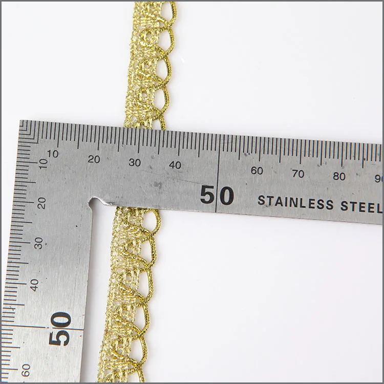 Gold Bobbin Lace Zigzag Crochet Lace For Club Dresses