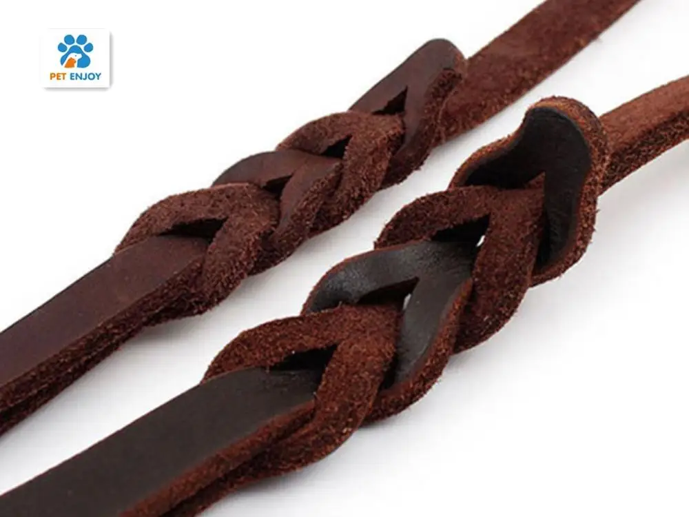 Sofe leather dog leash braided fashion dog leather lead for German Shepherd good quality pet product wholesale