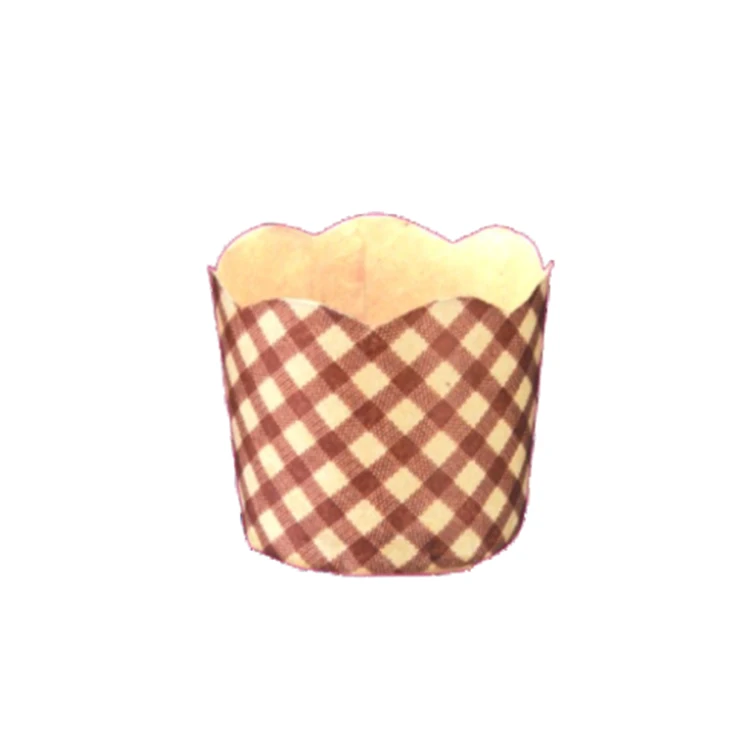Mini Brown Checked Round Muffin Cake Disposable Baking Cups Paper Baking Cups