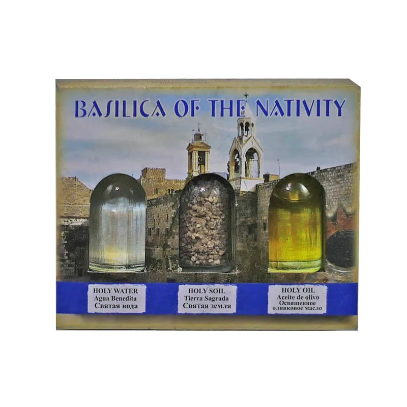 bethlehem souvenir set/holy jordan river water,soil from bethlehem,oil from jerusalem