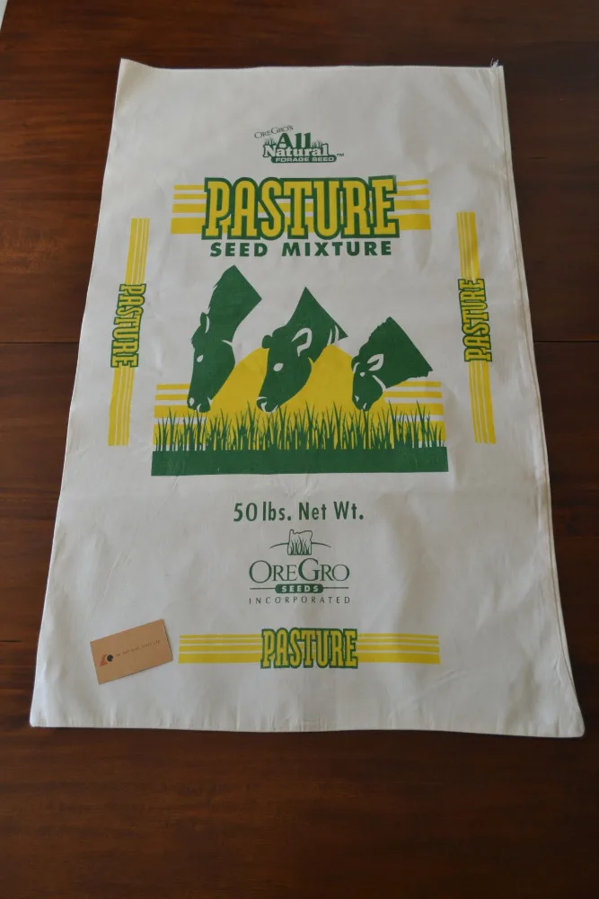 
Grass Seed Packaging Bag made with 100% Cotton. Printed 