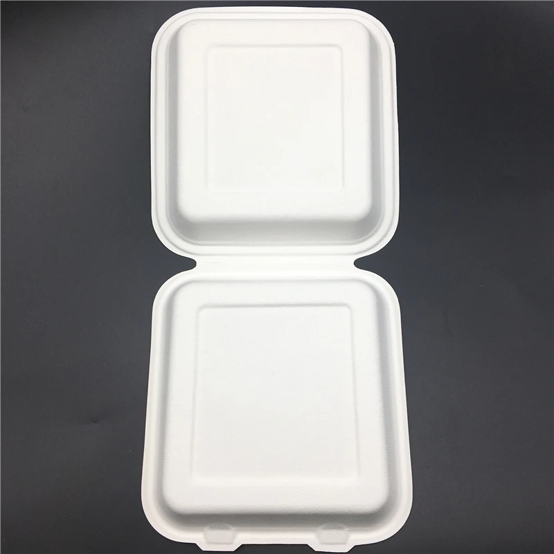 
compostable sugarcane food box food packaging with compartment 