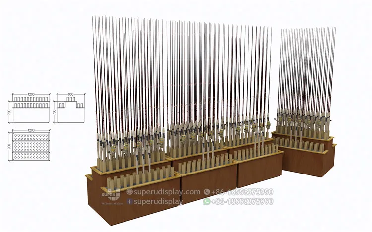 Shop Fish Custom Design Fishing Rod Display Rack Stand Fishing Pole Reel Stand Display