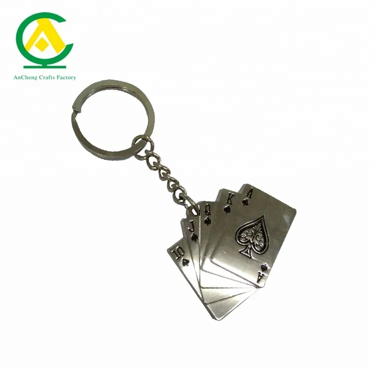 Лидер продаж, мужские игровые карты из цинкового сплава с гравировкой, брелоки для покера с логотипом и буквами