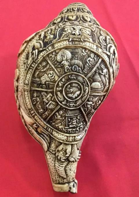 8 Lucky Auspicious Signs Carved Conch Shell