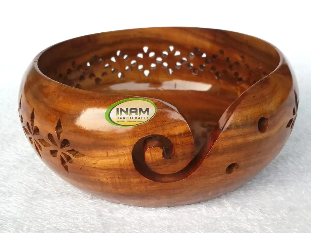 Best quality sheesham wood handmade wooden yarn storage bowl / Crochet accessories / hand carved