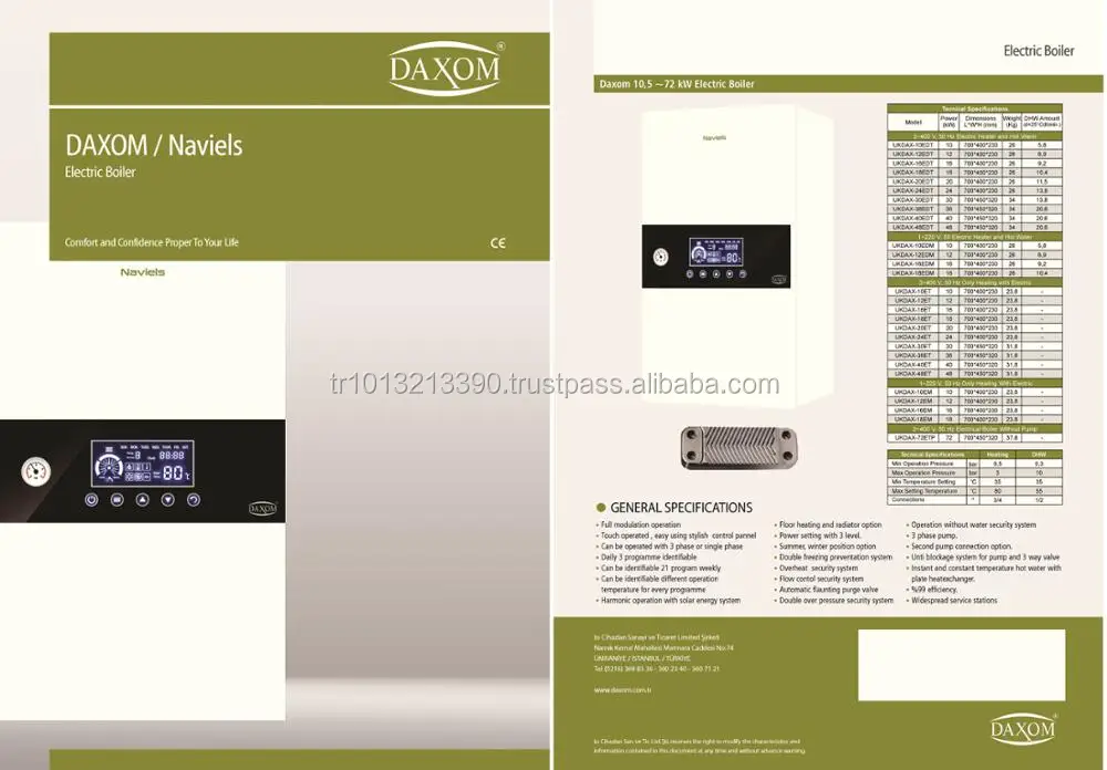 Wall Hung Electric Boiler for Heating and Shower Constant Temperature 380 Volt 3 Phase Hot Water