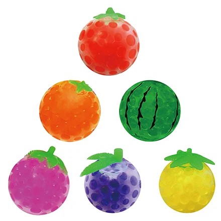 Promotional Venting Capsule Toy Vending Squeeze Sticky Squishy Bead Gel Soft TPR Fruit Anti Stress Ball