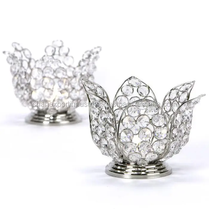 Glamorous Looking Lotus Crystal Table Centerpiece Event & Party Decoration Supplies Shiny Pedestal Aluminium Metal Stand Decor