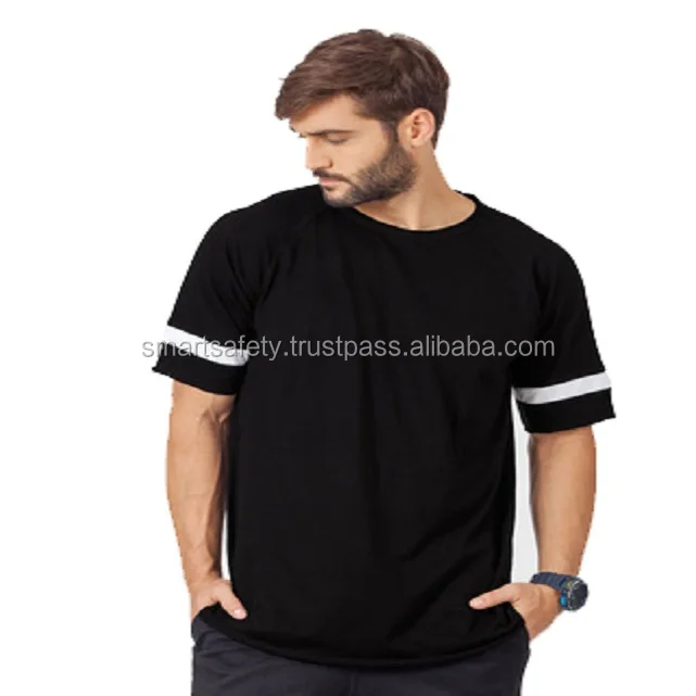 2018 Men Short Sleeve BLACK COLOR WHITE LINING Blank Ultra Cotton T Shirt with all sizes