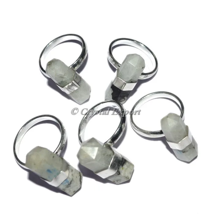 Gemstone Double Terminated Rainbow Moonstone Ring | Buy Rainbow Moonstone Ring Online