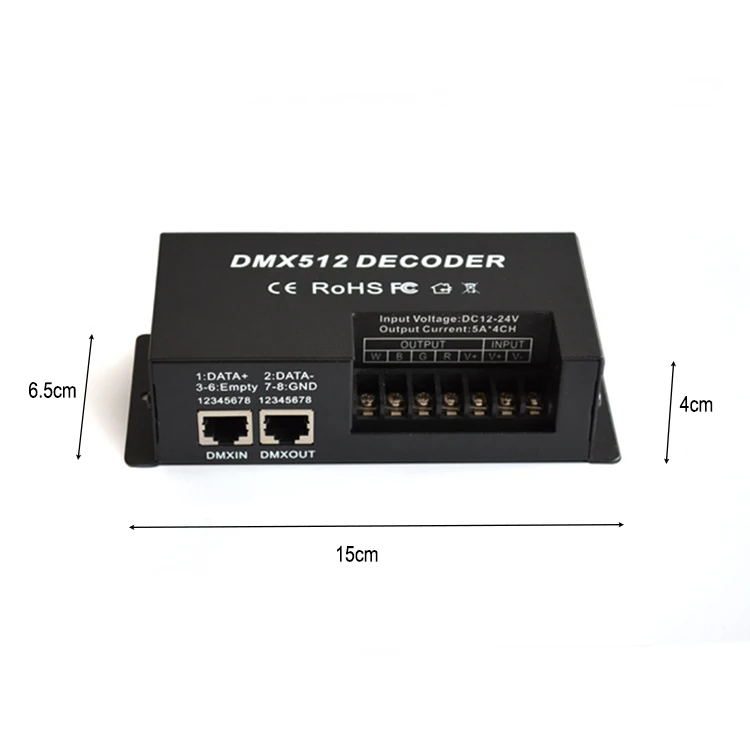Hot Selling 4 Channel 5A LED RGBW DMX512 Constant Decoder with Pull Code for Stage Lamps or Modules