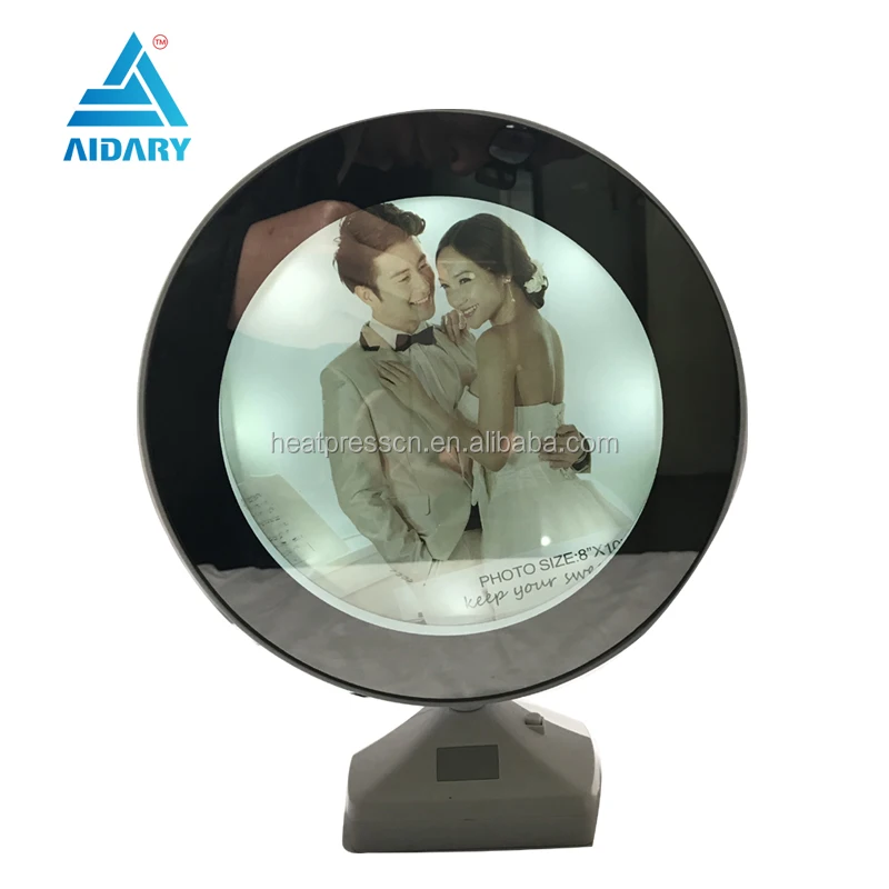 Photo Frame LED Mirror LED Magic Fashion Printer Ceramic Sublimation Bubble Light Bamboo Photo Frame Bulk or Gift Box or OEM