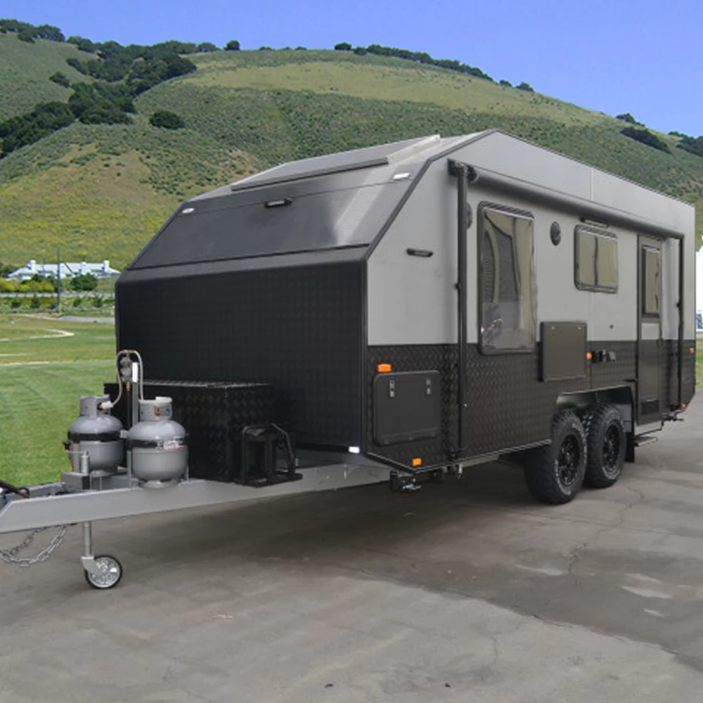 
Factory Supply Cheap Price Off Road Travel Caravan Trailer with Inflatable Awning for Sale 