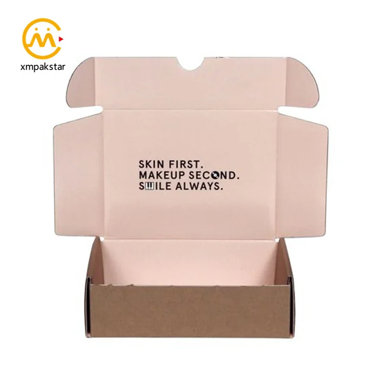 Custom printing flat corrugated kraft cosmetic skin care product eco packaging brown carton mailer shipping box