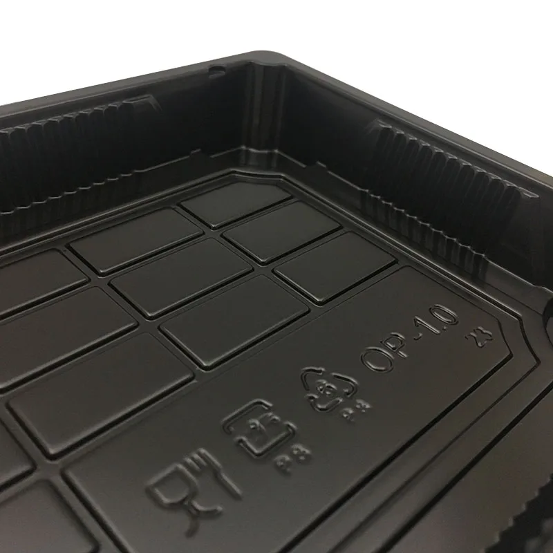 Оптовая продажа одноразовая черная пластиковая коробка для суши поднос упаковки еды