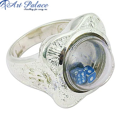 Gaming Glass 925 Sterling Silver Ring Jewelry Vintage jewelry silver Glass gemstone Women Finger Wear High Quality Glass Ring