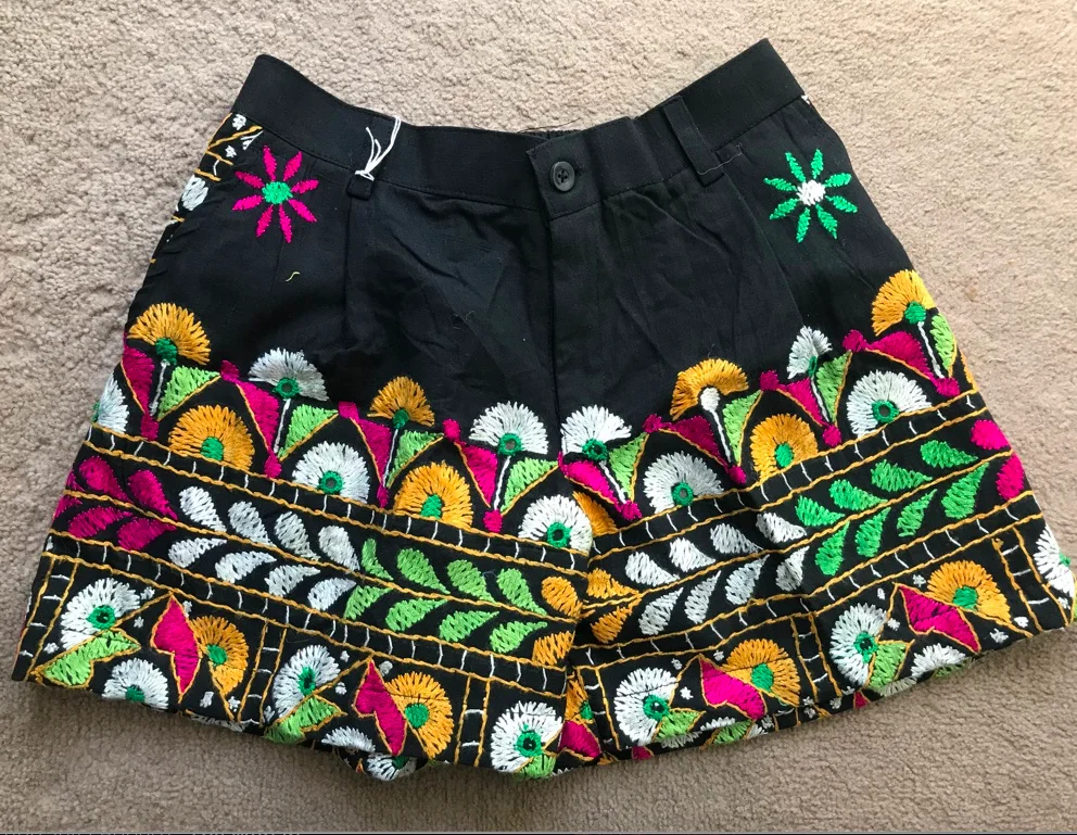 Винтажные тканевые шорты banjara с ручной вышивкой