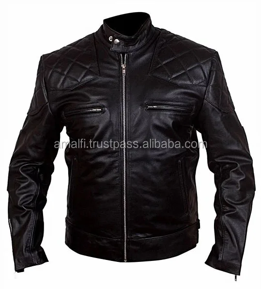 BIKER GENUINE LEATHER JACKET, BLACK COLOR SHEEPSKIN