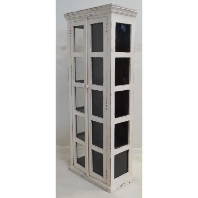 Classic European Scandinavian Style Trends  Solid Wood Glass Doors Display Showcase Storage Whitewash Color Wardrobe Cabinet