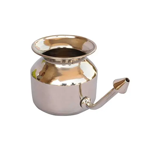Pure Stainless Steel Neti Pot for Sinus Congestion (Ayurvedic JalNeti)