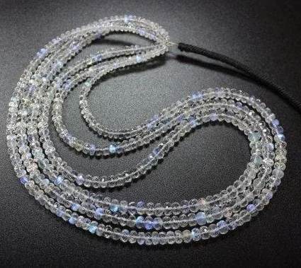 Natural Rainbow Moonstone Faceted Roundel Shape Good Quality Beads