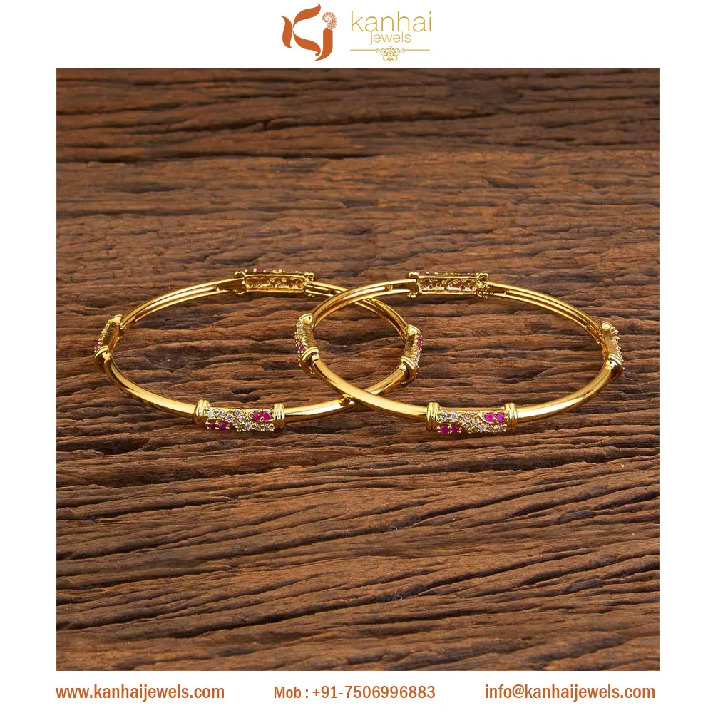 Gold plated Cz Classic Bangles 59488 Ruby