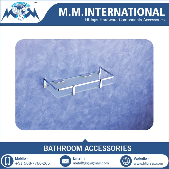 Bathroom Glass Corner Shelf with froasted and tempered glass manufacturer from india