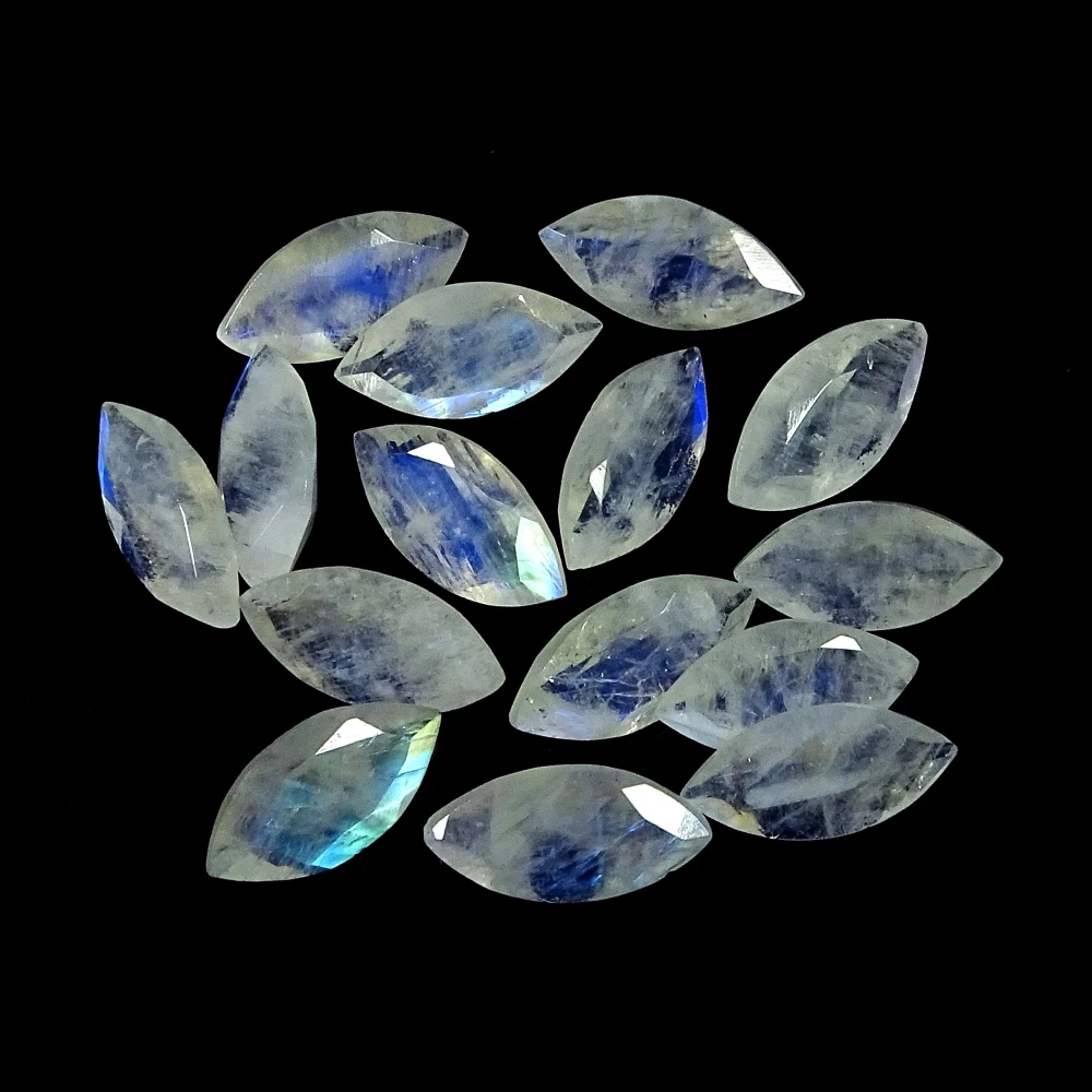 
wholesale natural blue fire rainbow moonstone 7x14mm marquise faceted cut loose gemstone 