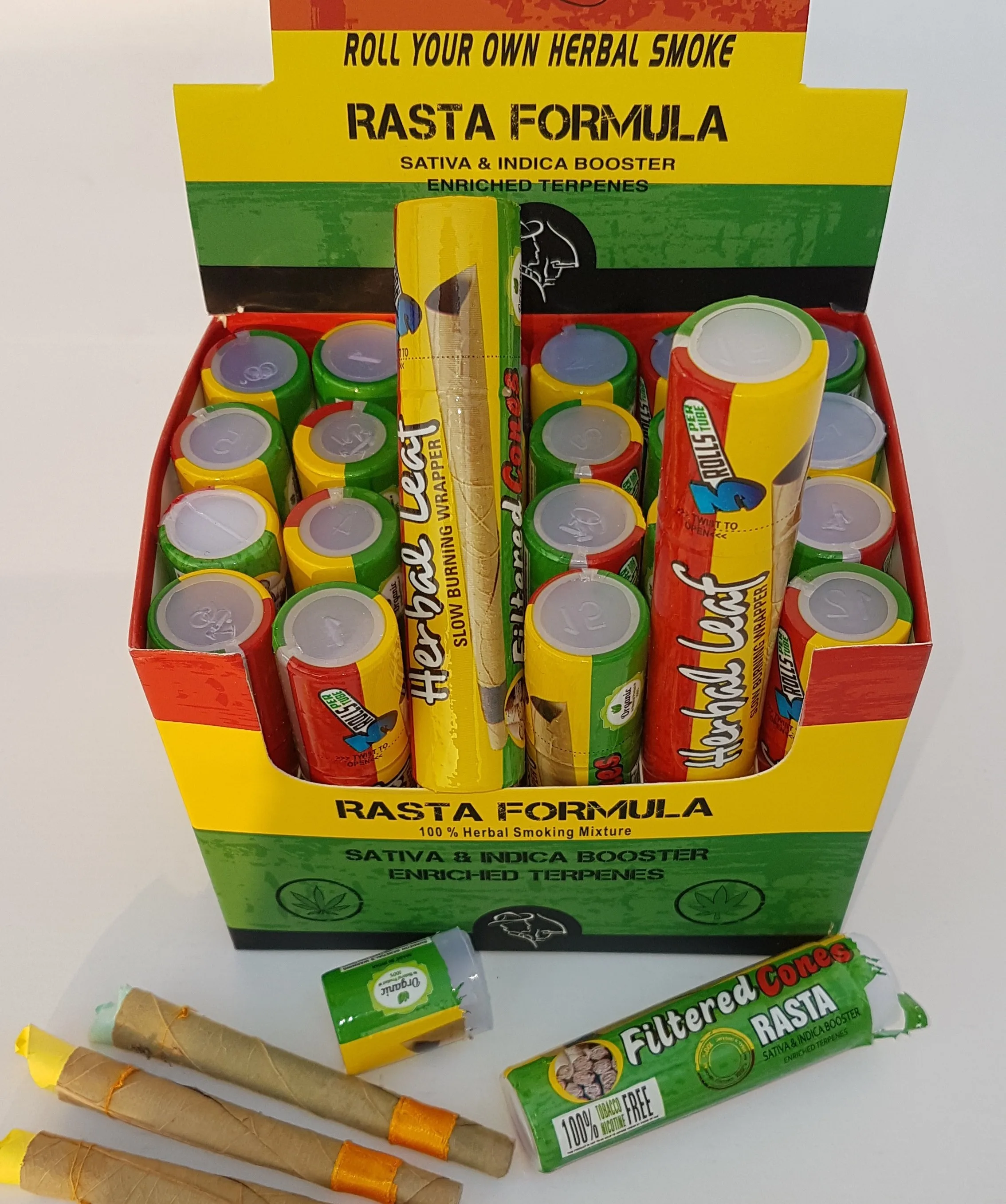 
Super slow burning leaf Cigar Flavored Pre Rolled Cones Joints Blunts wraps OEM Flavored cones Lemon Mint pre rolled leaf 