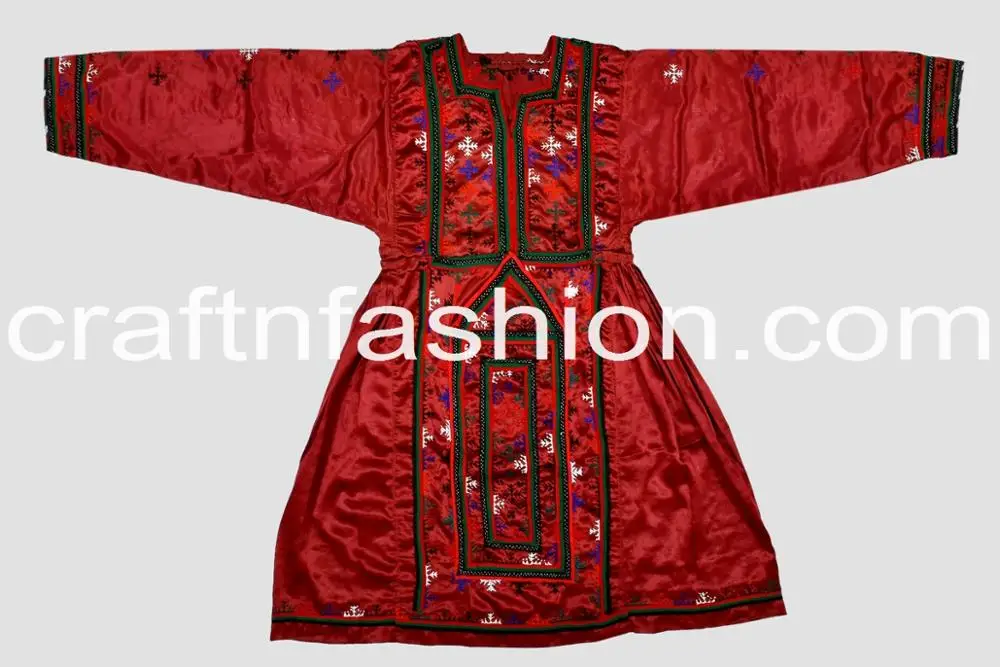 Вышитая вручную туника-балочи/Курта-винтажная вышитая вручную туника-Античная банджара ручной работы Kuchi платье