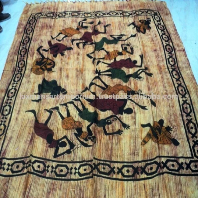 Tribal Designs Printed Cotton Queen Size Bed Sheets/Wall Hangings Tapestry Wholesale Supplier From India