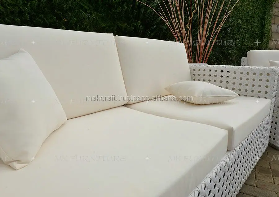 White Wicker Rattan Garden Sofa Set Outdoor Furniture - Patio PE Wicker Rattan Living room Sofa Set outdoor Furniture