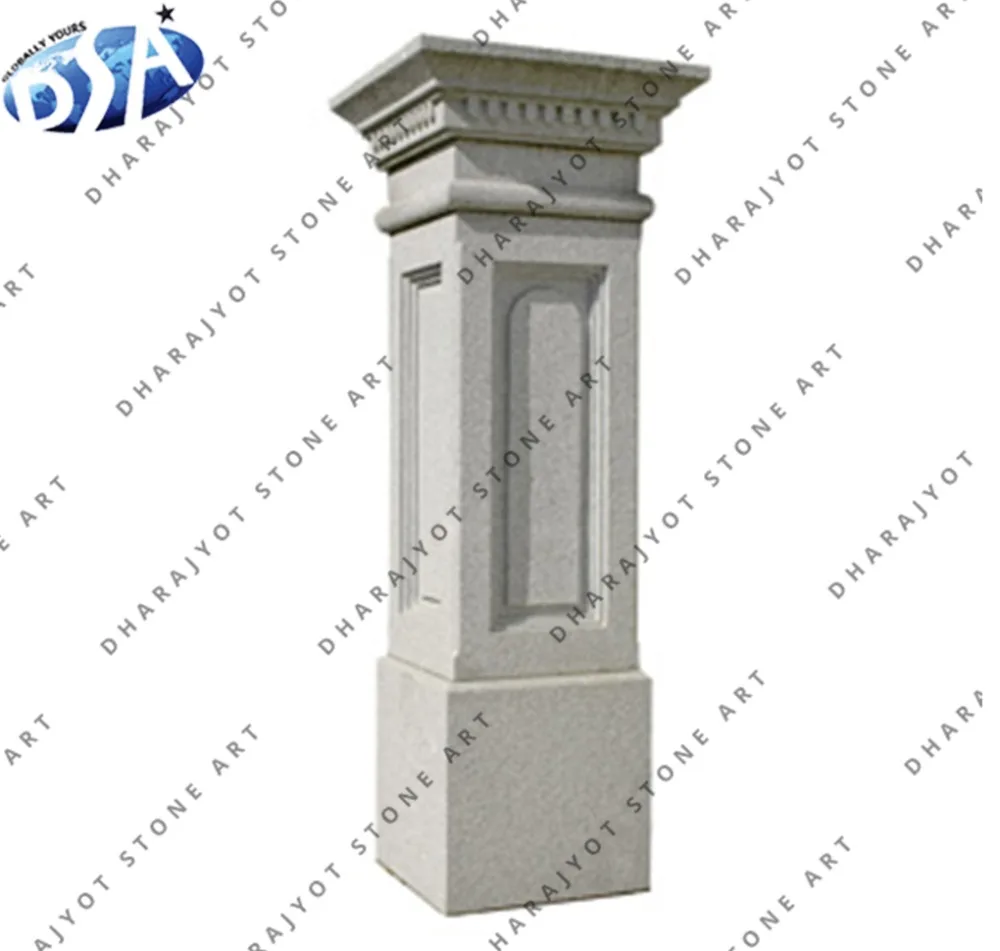 white entrance granite column decor