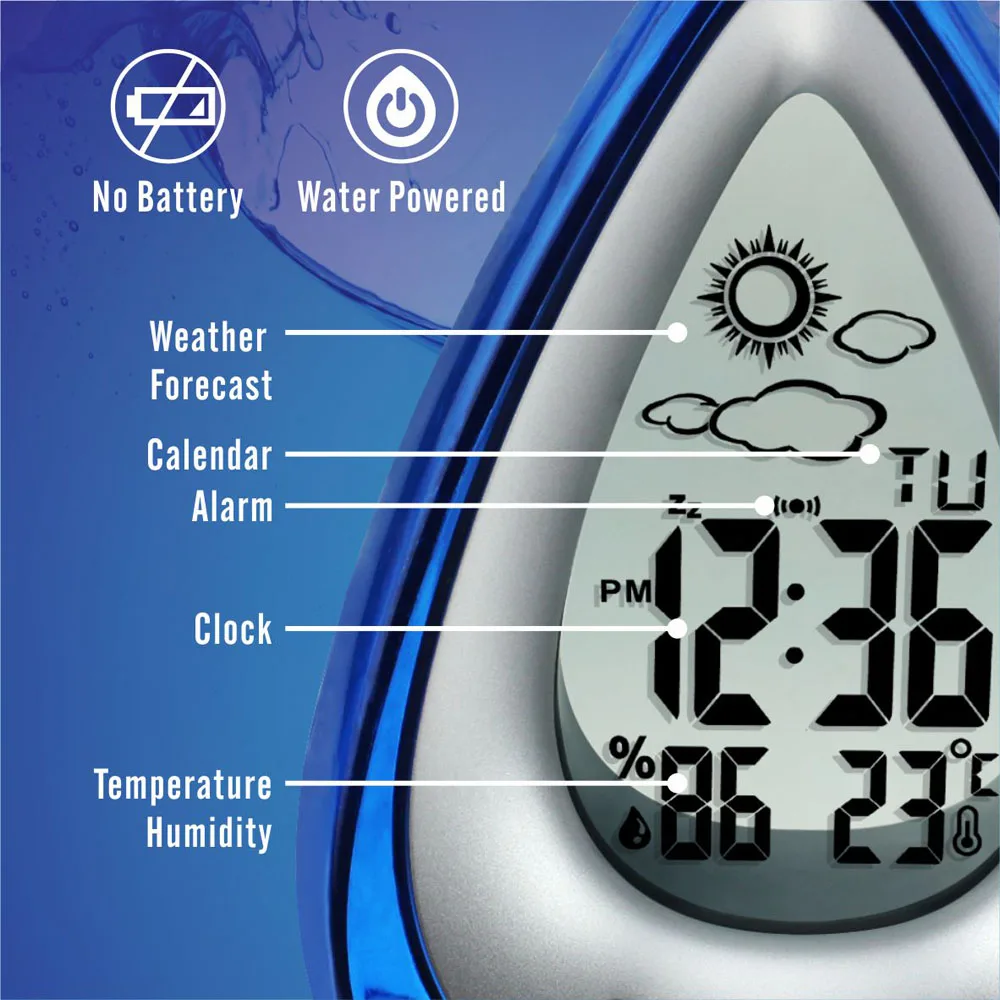 Creative Drop Shape Water Powered Weather Station