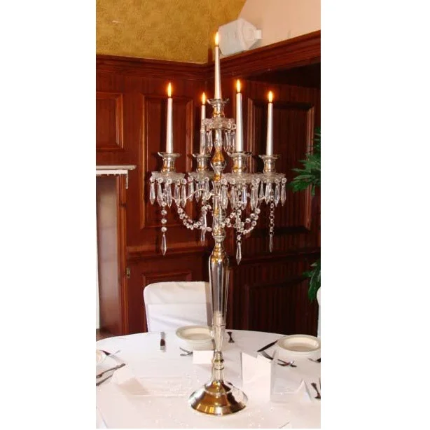 Silver Wedding Decoration beautiful Crystal Hangings Candelabra