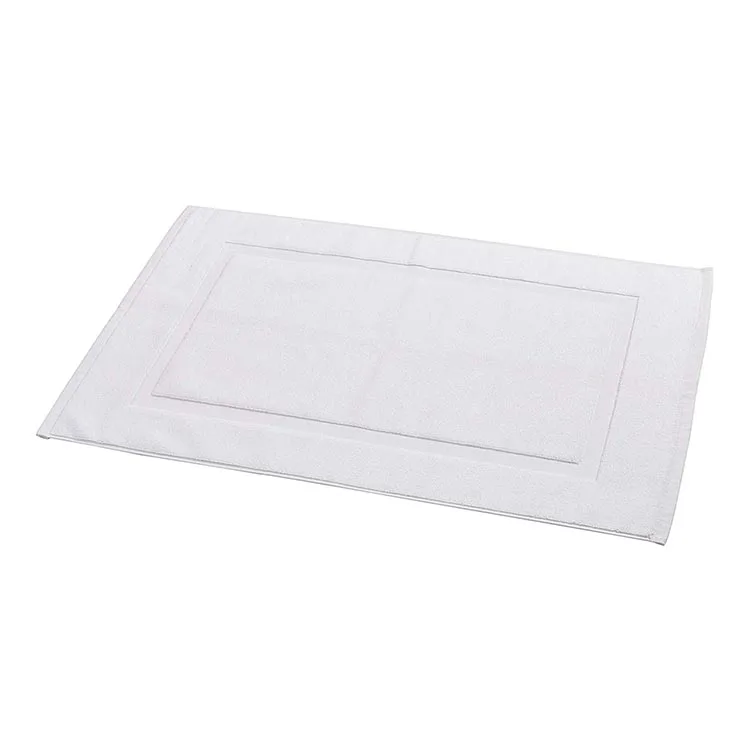 100% Cotton Thin Terry White Jacquard Towels Mat Bedroom Floor Bath Tub Mats For Hotel