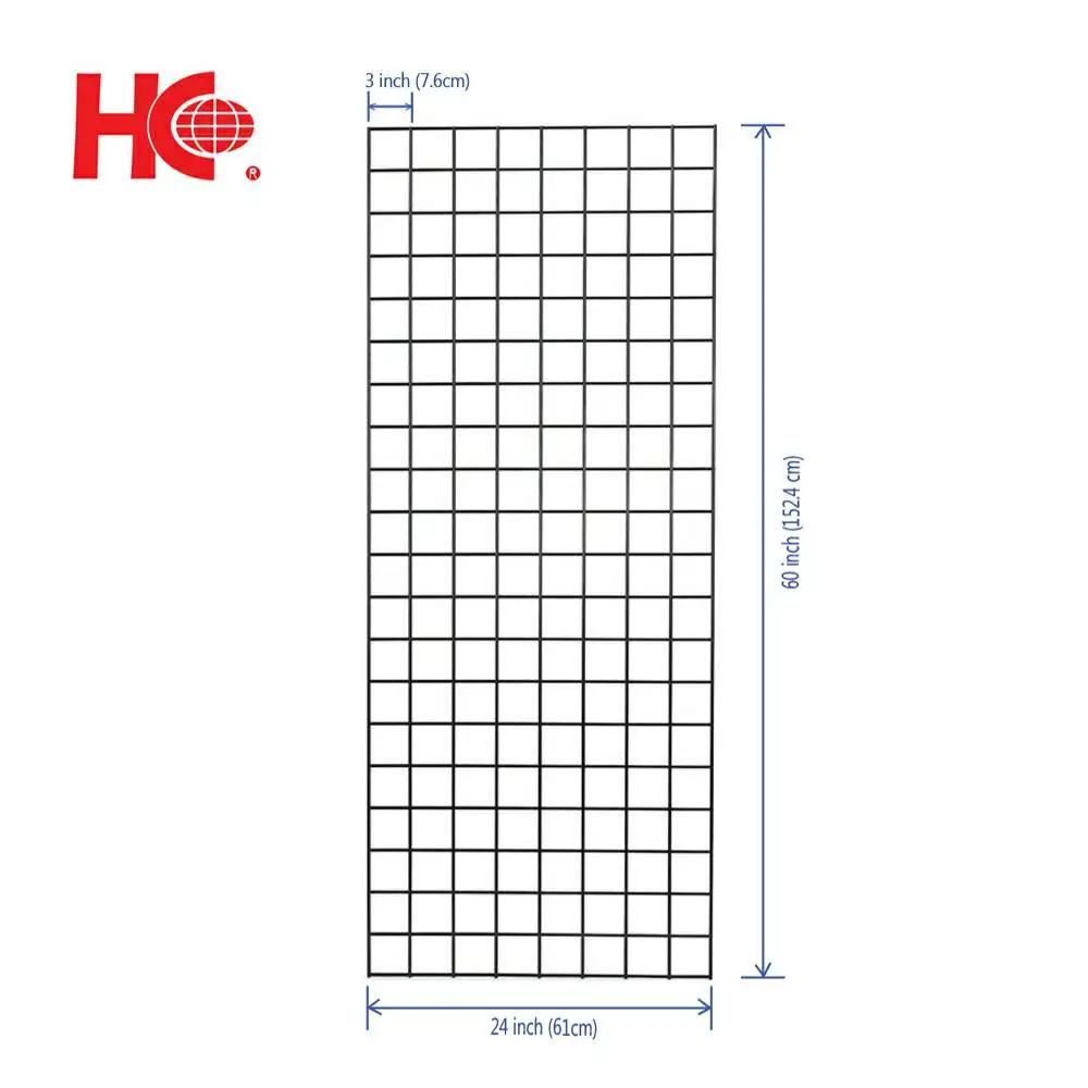 Black wire grid mesh panel display rack