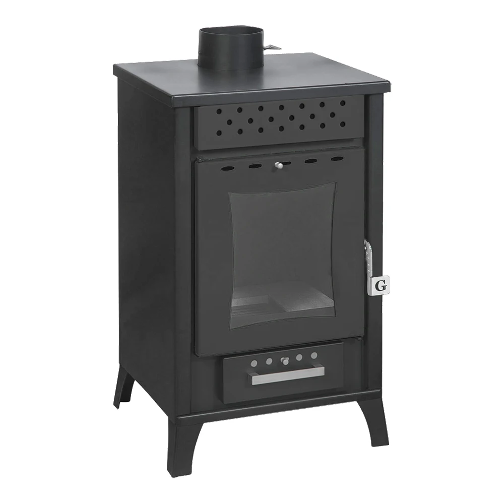 15 kW Wood Burning Steel Stove with Water Jacket | 74% Efficiency (Gekas Stoves - DG 2000) Black, Silver, Red, Beige